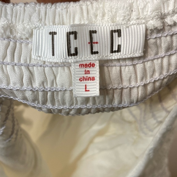 TCEC White Eyelet Halter Mini Women's Dress L - Picture 4 of 11